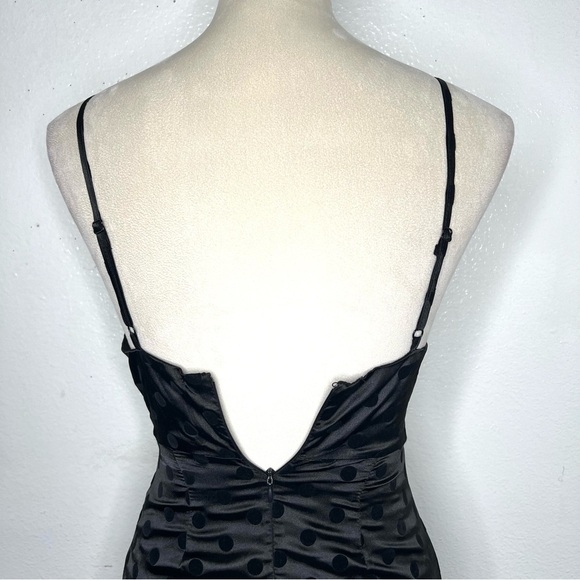 BY THE WAY Revolve Black Mini Dress Velvet Polka Dot Twist Front Size XXS - Picture 10 of 15